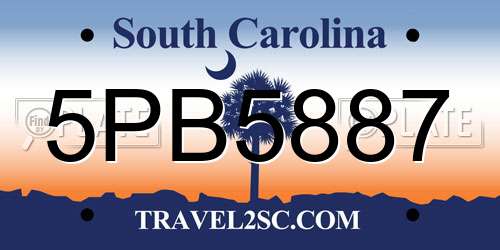 5PB5887 South Carolina License Plate