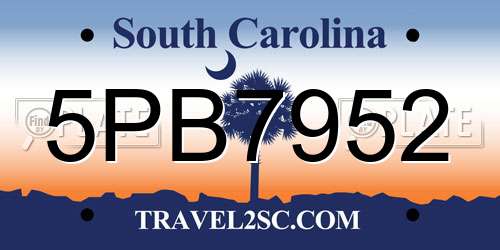 5PB7952 South Carolina License Plate