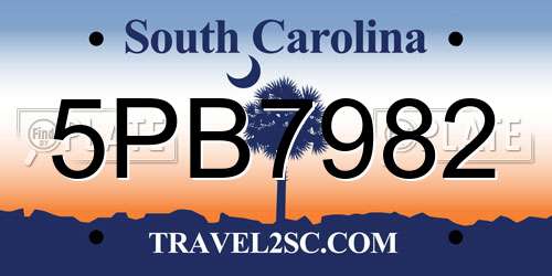 5PB7982 South Carolina License Plate