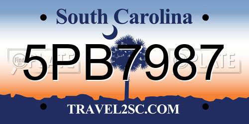 5PB7987 South Carolina License Plate