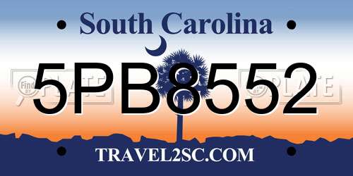 5PB8552 South Carolina License Plate