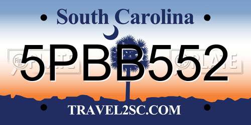 5PBB552 South Carolina License Plate