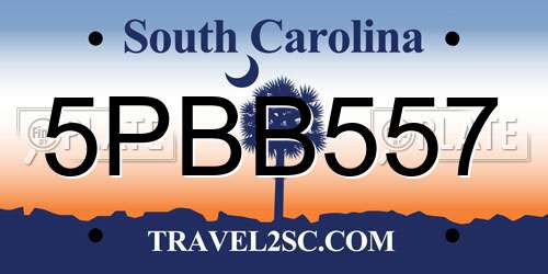 5PBB557 South Carolina License Plate