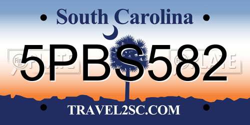 5PBS582 South Carolina License Plate