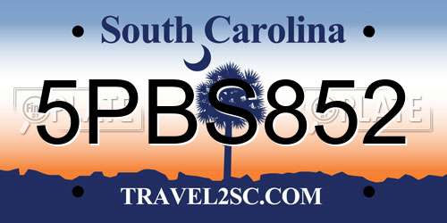 5PBS852 South Carolina License Plate