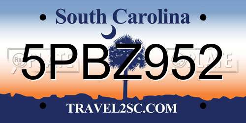 5PBZ952 South Carolina License Plate