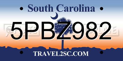 5PBZ982 South Carolina License Plate