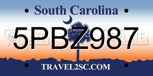 5PBZ987 South Carolina License Plate