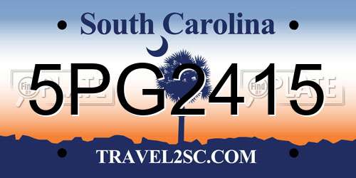 5PG2415 South Carolina License Plate