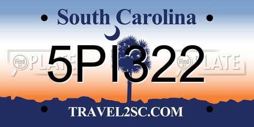 5PI322 South Carolina License Plate