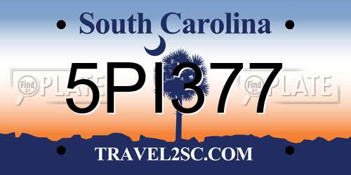 5PI377 South Carolina License Plate