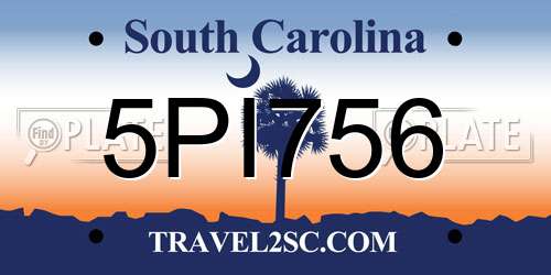 5PI756 South Carolina License Plate
