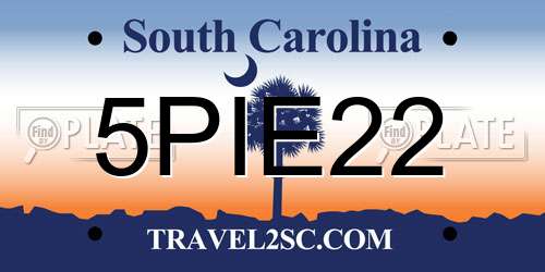 5PIE22 South Carolina License Plate