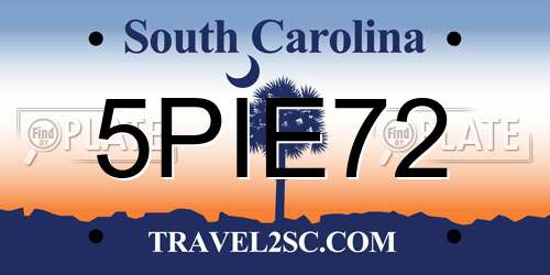 5PIE72 South Carolina License Plate