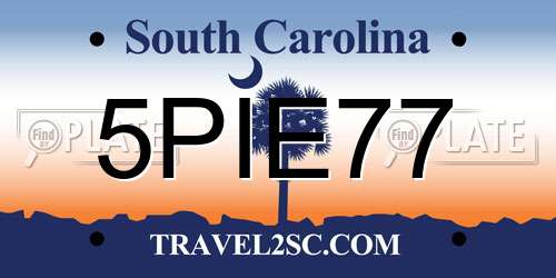 5PIE77 South Carolina License Plate