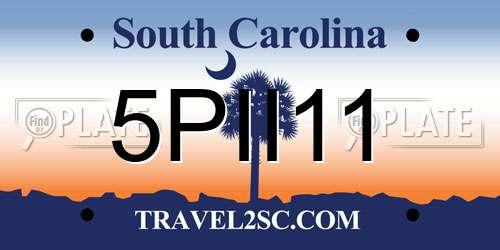 5PII11 South Carolina License Plate