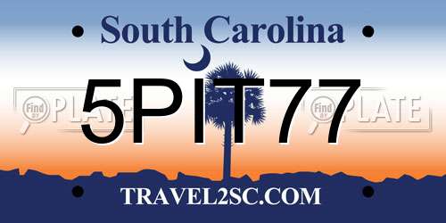 5PIT77 South Carolina License Plate