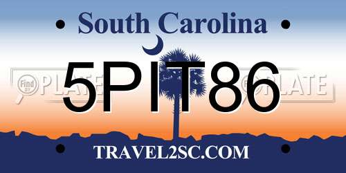 5PIT86 South Carolina License Plate