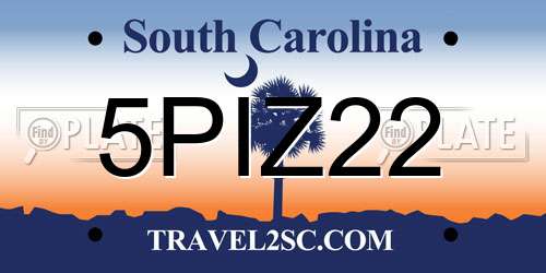 5PIZ22 South Carolina License Plate
