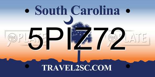 5PIZ72 South Carolina License Plate
