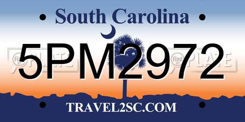 5PM2972 South Carolina License Plate