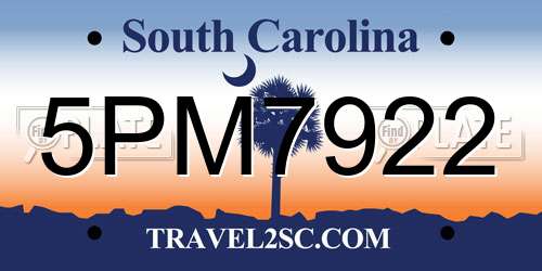5PM7922 South Carolina License Plate
