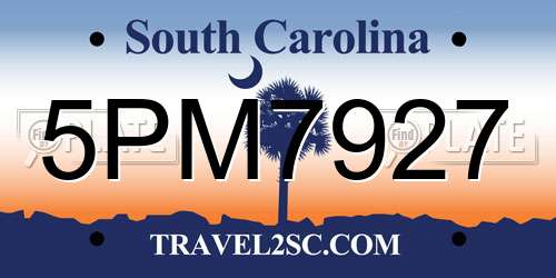 5PM7927 South Carolina License Plate