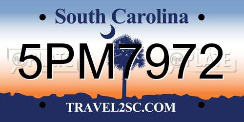 5PM7972 South Carolina License Plate