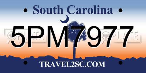 5PM7977 South Carolina License Plate