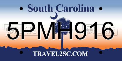5PMH916 South Carolina License Plate