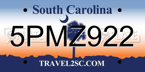 5PMZ922 South Carolina License Plate