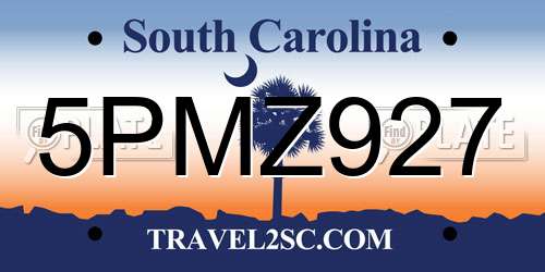 5PMZ927 South Carolina License Plate