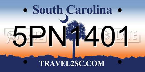 5PN1401 South Carolina License Plate