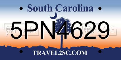 5PN4629 South Carolina License Plate