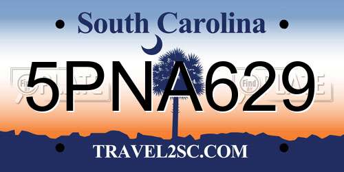 5PNA629 South Carolina License Plate