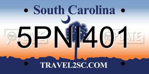 5PNI401 South Carolina License Plate