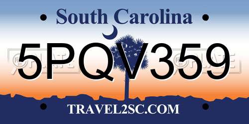 5PQV359 South Carolina License Plate