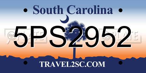 5PS2952 South Carolina License Plate