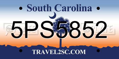 5PS5852 South Carolina License Plate