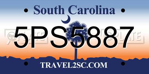 5PS5887 South Carolina License Plate