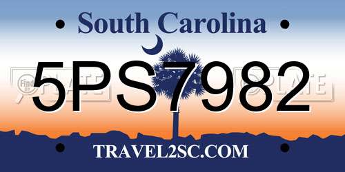 5PS7982 South Carolina License Plate