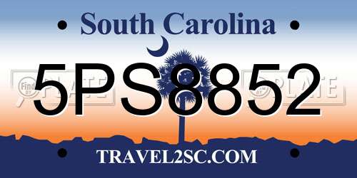 5PS8852 South Carolina License Plate