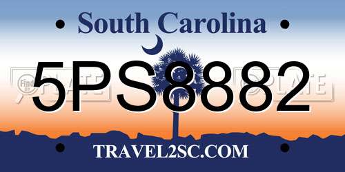 5PS8882 South Carolina License Plate