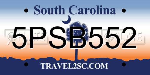 5PSB552 South Carolina License Plate