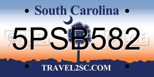 5PSB582 South Carolina License Plate