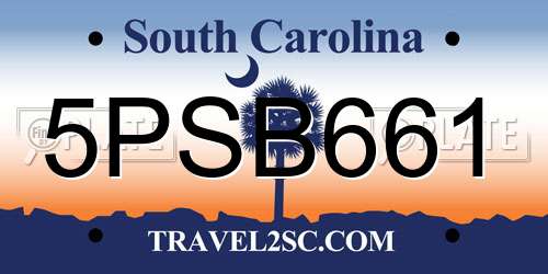 5PSB661 South Carolina License Plate