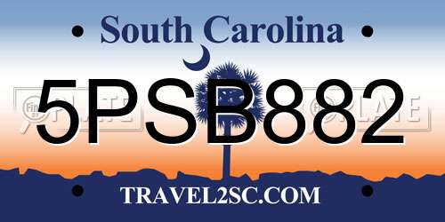 5PSB882 South Carolina License Plate