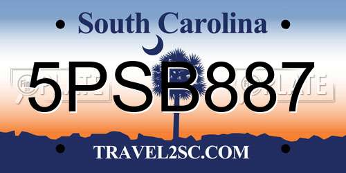 5PSB887 South Carolina License Plate
