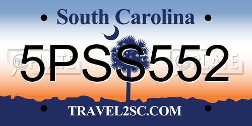 5PSS552 South Carolina License Plate