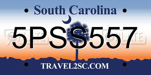 5PSS557 South Carolina License Plate